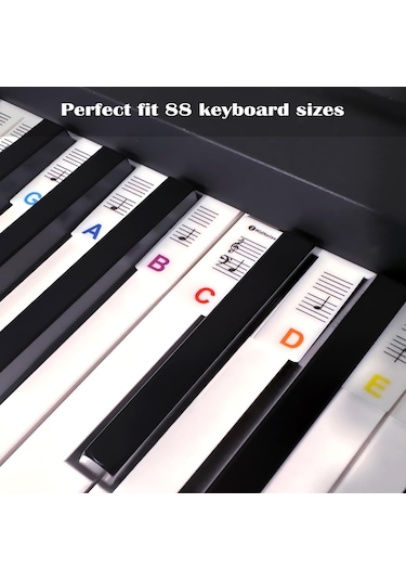 Tenfowee 88 Tuşlu Renkli Silikon Piyano Not Etiketleri: Başlangıçcılar İçin Kolay Kurulumlu, Su Geçirmez, Temizlenebilir Not Rehberi Kutu İçerir Beyaz