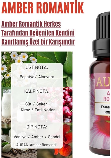 AURAN Amber Romantik Esansiyel Uçucu Koku Yağı Buhurdanlık Yağı
