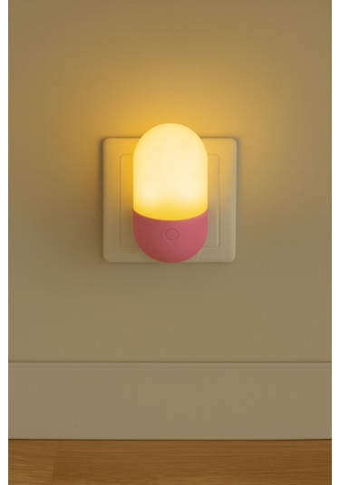 Gece Lambası Iki Renkli Günışığı Ve Beyaz Renk 1 Watt Led Pembe