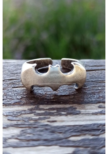 Antik Gümüş Kaplama Yarasa Adam Batman Şekilli El Yapımı Ayarlana - 549003366 Çok Renkli