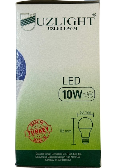 Uzlight 10w 75w 11000k Mavi Işık E27 Duylu Led Ampul 8 Adet