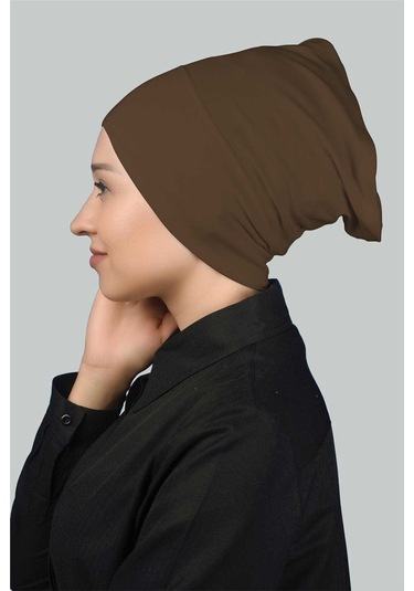 Altobeh Hazır Pratik Geçmeli Uzun Boru Tesettür Bonesi - Koyu Vizon