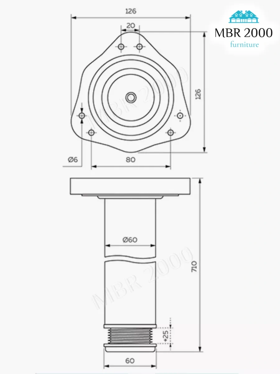 Mbr2000 Masa Ayakları, Mobilya Destekleri, 710 Mm Siyah 197826813 Siyah