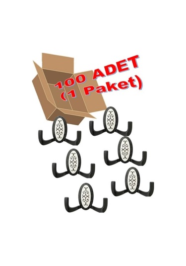 100 Adet Metal Vestiyer Askılığı - Mat Siyah, Desenli, Dayanıklı, Elbise Ve Mobilya Askılığı Siyah - Beyaz