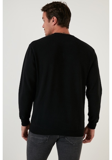 Buratti Slim Fit Bisiklet Yaka Pamuklu Erkek Kazak 456201 Siyah