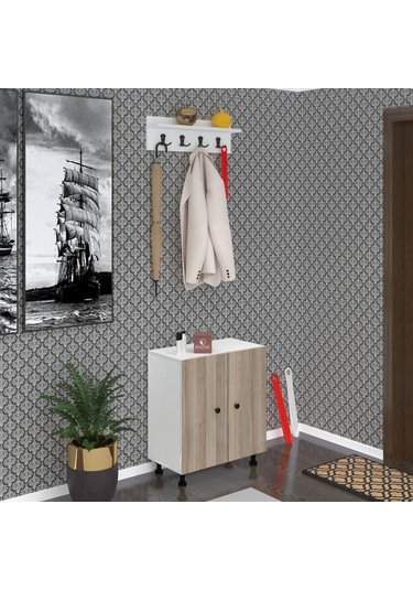 Kenzlife Ayakkabılık Cimcime4 Crdbyz 68 060 32 Kapaklı 4 Raflı 12 Çift Ayakkabı Kapasitesi Ahşap