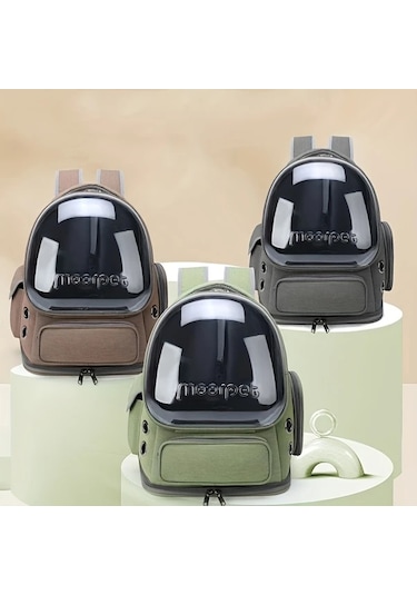 Fochsia Havayolu İçin Polyester Kedi Sırt Çantası, Fermuarlı Nefes Alabilir Evcil Hayvan Seyahat Çantası, Kaki