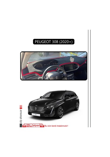 Peugeot 308 2020+ Torpido Koruma Halısı Siyah Kenar
