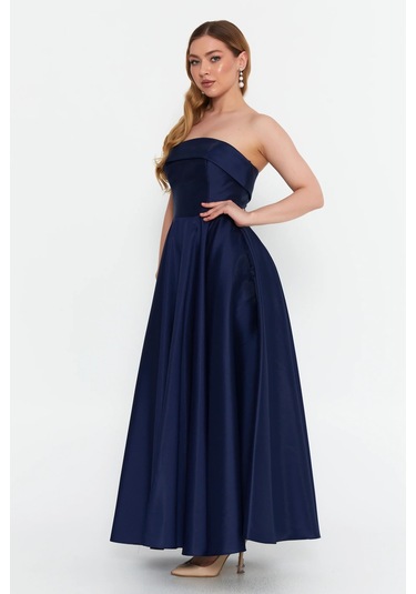 Doridorca Kadın Straplez Uzun Abiye Elbise 6068 Lacivert Lacivert