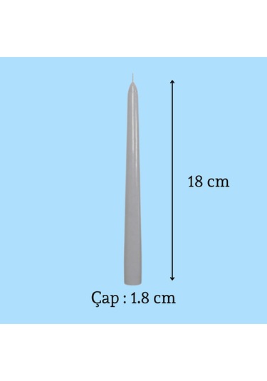 6 Lı Kısa Gri Konik Şamdan Mum Yükseklik 18 Cm Gri