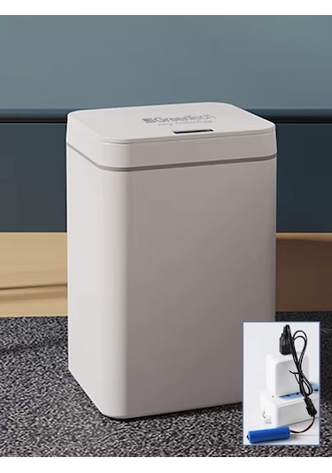 Greentech Sensörlü 16 Litre Çöp Kovası (Şarj Edilebilir Lityum Pilli) / GT-SC03 Beyaz