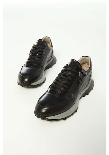 Tamer Tanca Erkek Hakiki Deri Siyah Sneakers & Spor Ayakkabı 383 5454 Erk Ayk Y23 Sıyah Dr/sıyah Siyah
