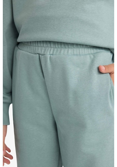 Defacto Kız Çocuk Standart Fit Basic Düz Beli Lastikli Jogger Eşofman Altı Y1226a625augn1129 Yeşil