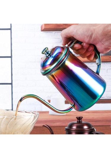 650ml Paslanmaz Çelik Kahve Damlama Su Isıtıcısı Köpürtme Sürahisi Cezve Gooseneck Emzik Su Isıtıcısı Yüksek Miktarda Kahve Çay Araçları