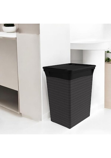 Qutu Kapaklı Çöp Kovası - Antrasit - 20 Lt Antrasit