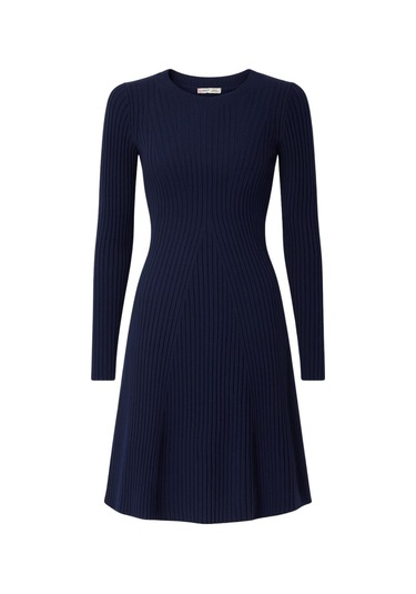 6888 Kadın Bisiklet Yaka Triko Elbise Lacivert Lacivert