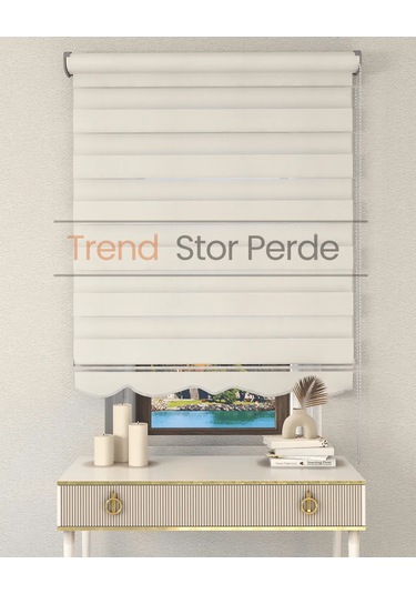 Beyaz Etek Dilimli Zebra Stor Güneşlik Perde Kırık Beyaz