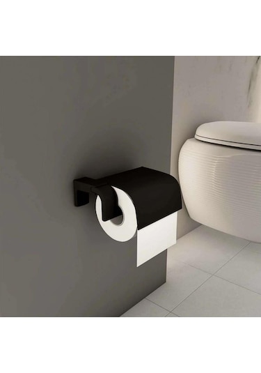 Maxiflow F1 Siyah Serisi Wc Kapaklı Kağıtlık Krom
