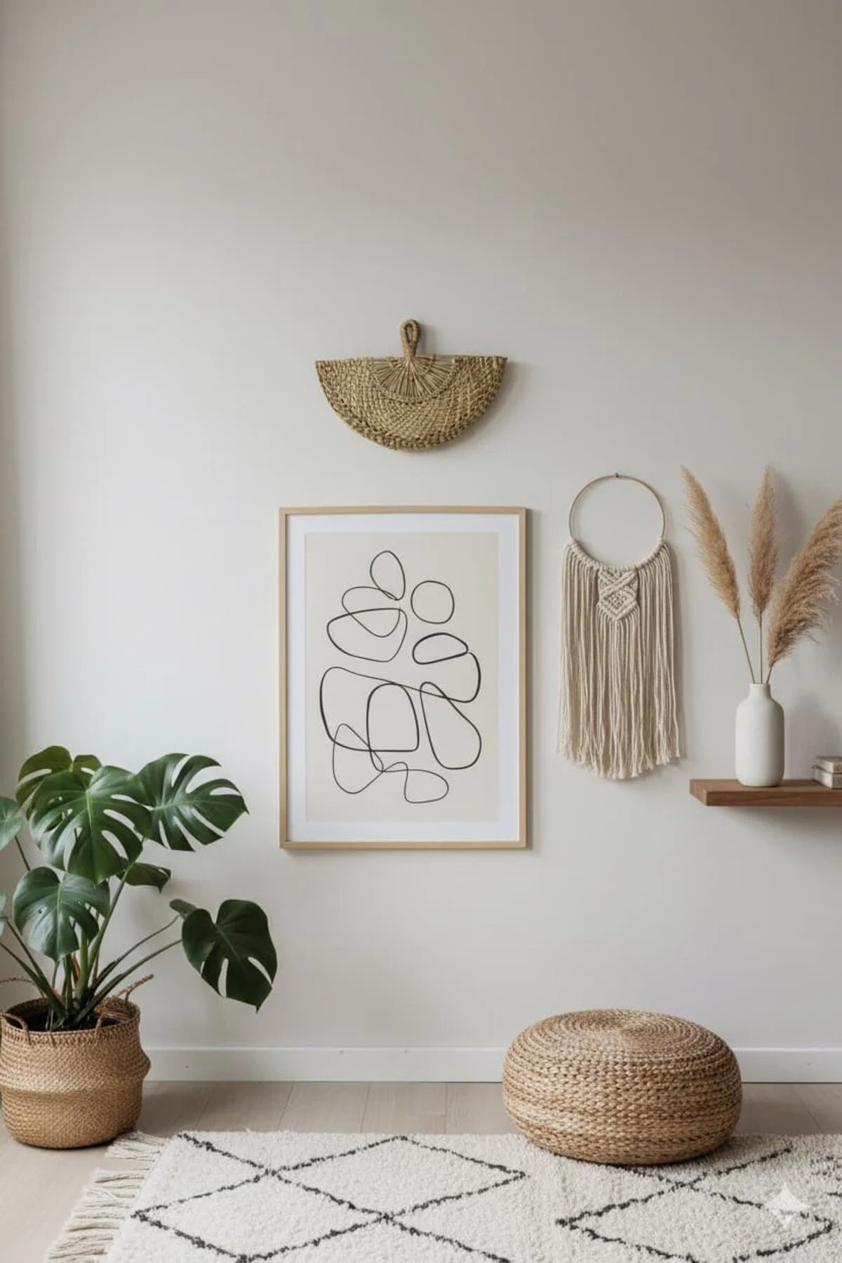 Rattan Hasır Duvar Yelpazesi El Örgüsü Bohem Dekoratif Duvar Süsü Bambu