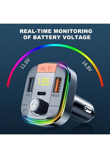 Sones T832 Araba Bluetooth Fm Verici Renkli Işık Mp3 Çalar Güçlü Hızlı Şarj Cihazı Qc3.0