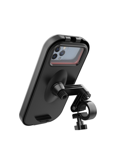 Hl-159 Su Geçirmez Motosiklet Dikiz Aynası 47-68 Inç Telefonlar Için Telefon Montaj Tutacağı Rotasyonu - Tamamı Siyah