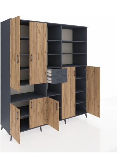Kronos Dolap 17 Raflı 2 Çekmeceli 7 Kapaklı 220x59x243 Antrasit-çam/antrasit Atlas Çam/antrasıt Kronos Dolap 17 Raflı 2 Çekmeceli 7 Kapaklı 220x59x243 Antrasit-çam/antrasit Atlas Çam/antrasıt