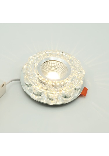 Silver Kristal Cam Sıva Altı Spot Cob Led Armatür Gün Işığı Silver