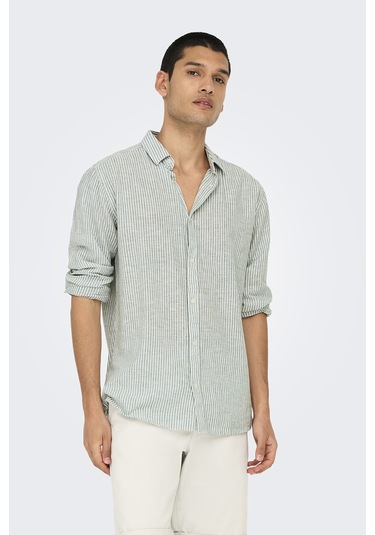 Only & Sons Erkek Gömlek 22026601 Krem-yeşil Krem-yeşil Krem - Yeşil