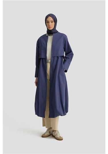 Armine Balon Etekli Pardesü 25y8205 Puslu Mor Mavi