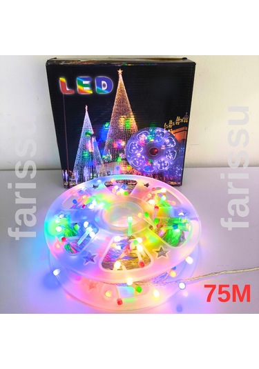 75 Metre Rgb Peri Led Işık Fişli Dış Mekan Dekoratif Aydınlatma Şerit Led RGB