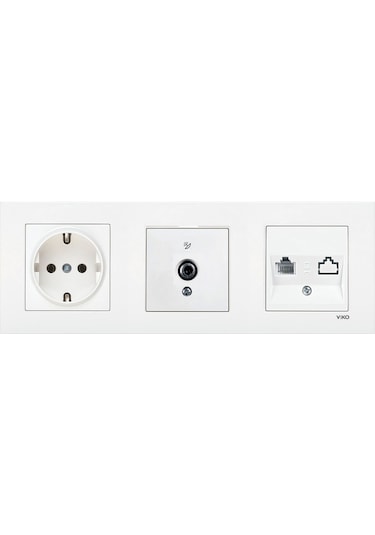 Viko Karre Beyaz 3'lü Set Topraklı Priz, F Konnektör Ve Nümeris C