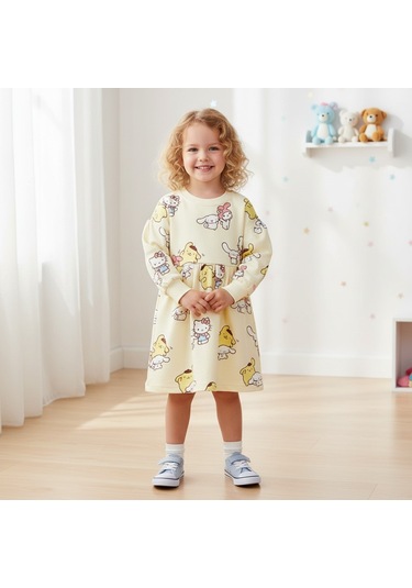 Kuromi Kız Çocuk Elbise Sarı