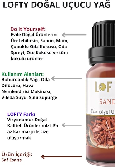 Lofty Sandal Uçucu Yağ Buhurdanlık Esansı Oda Kokusu 10 ML
