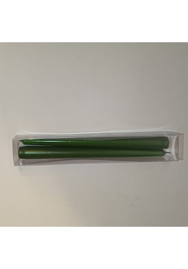 İkili Yaldızlı Şamdan Mum 2x25cm Yeşil