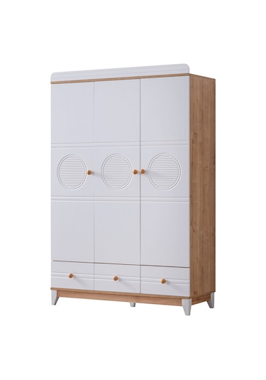 Antalya Yavrulu Karyola, Alvin 3 Kapaklı Dolap, Şifonyer - Ceviz