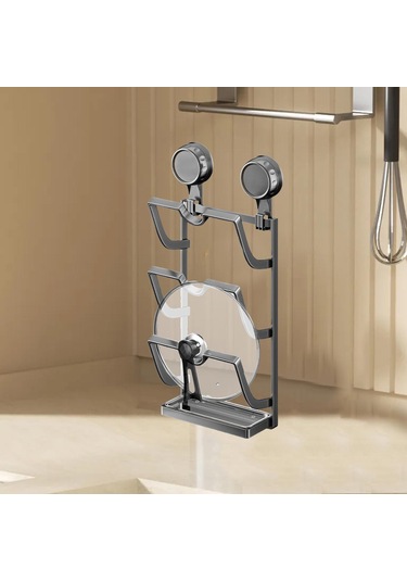 Suntek Paslanmaz Çelik Vantuzlu Tencere Kapağı Düzenleyici Gri