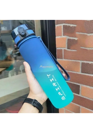 1 Litre Büyük Kapasiteli Spor Su Şişesi Sızdırmaz Renkli Plastik Bardak İçme Blue 1000ml Blue