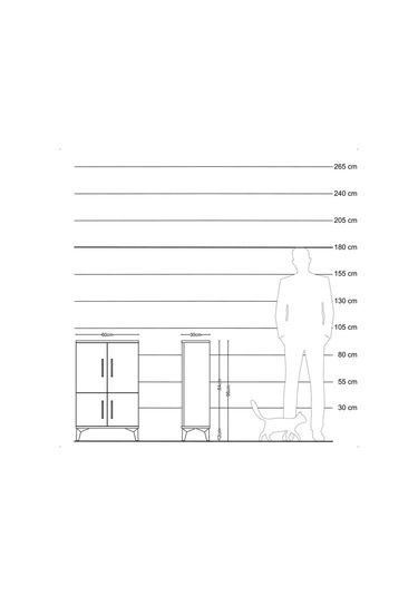 Arges Komodin 2 Raflı 4 Kapaklı 60x30x96 Aytaşı-çam Aytaşı