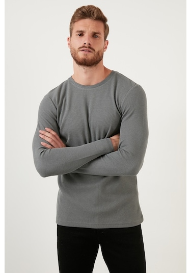 Buratti Pamuklu Bisiklet Yaka Slim Fit Basic Erkek Sweat 5905073 Açık Haki