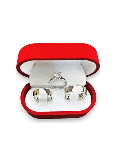 6 Mm Düz Sade Gümüş Çift Alyans Yüzük Tektaş Hediye Al38