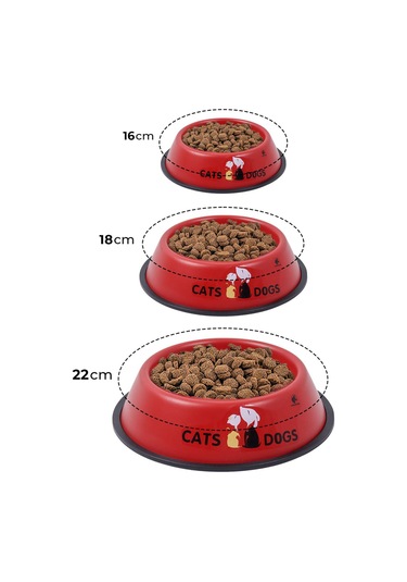Renkli Metal Mama Kabı Kedi Köpek Mama Su Kabı 18 CM