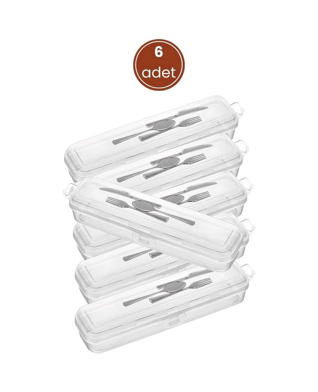 6 Lı Çatal Kaşık Bıçak Kutusu Seti, Sofra Takımı Saklama Kutusu Çeyizlik Çekmece Taşınır Organizer Şeffaf