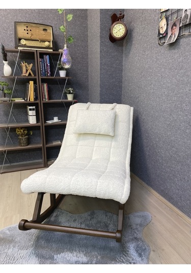 Asedia Miskin Ceviz Teddy Krem Sallanan Sandalye Dinlenme Koltuğu