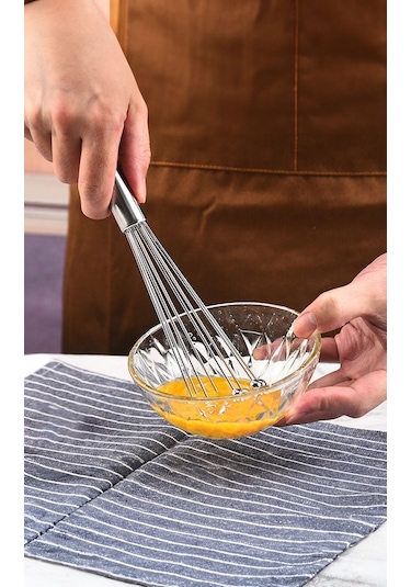 Çelik 10 Kalın Bilyalı Manuel Mikser Blender Yumurta El Çırpıcı Cin872 Gri