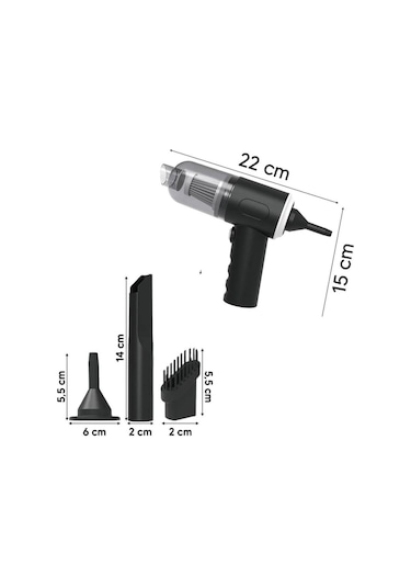 Buffer 3in1 Araç İçi Kablosuz Şarjlı Mini El Süpürgesi Vakum Ve Üfleme