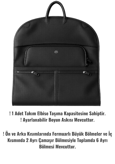 Takım Elbise Seyahat Çantası Deri Çok Amaçlı Siyah