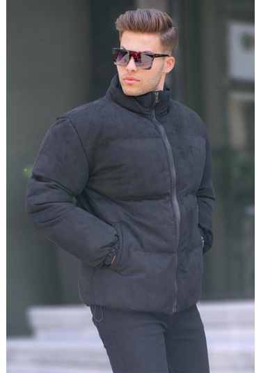 Madmext Siyah Nubuk Erkek Şişme Mont 6802-siyah Siyah