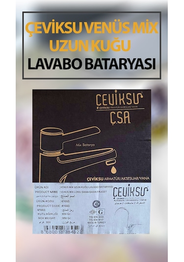 Venüs Mix Uzun Kuğu Model Lavabo Bataryası Krom