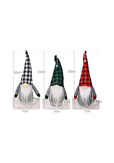 3 Lü Gnome Dekorasyon Seti, Sevimli Peluş Gnome Noel Hediyesi