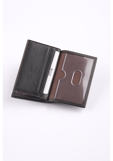 Ancora Leather Hakiki Deri Minimal Kartlık-26206 Kahve